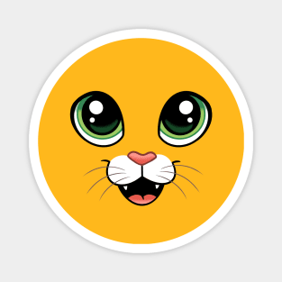 Happy Cat Face with Big Eyes - Open Mouth Magnet